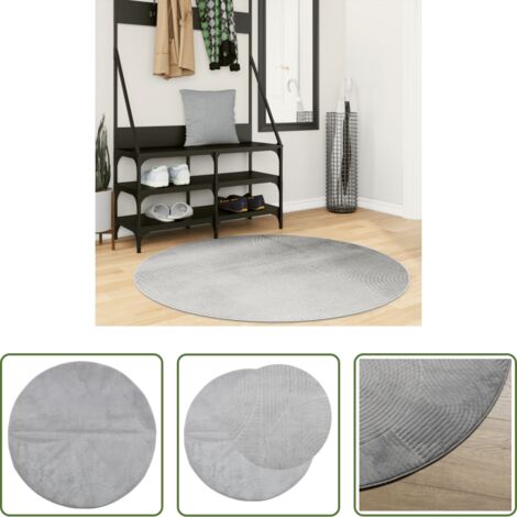 vidaXL Alfombra gris -  Alfombra de pelo corto look escandinavo IZA gris Ø 120 cm