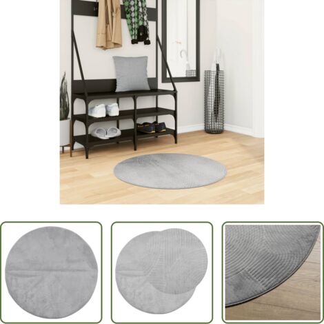 vidaXL Alfombra gris -  Alfombra de pelo corto look escandinavo IZA gris Ø 80 cm
