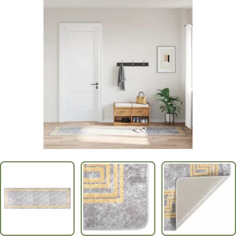 vidaXL Alfombra gris -  Alfombra lavable gris 80x300 cm