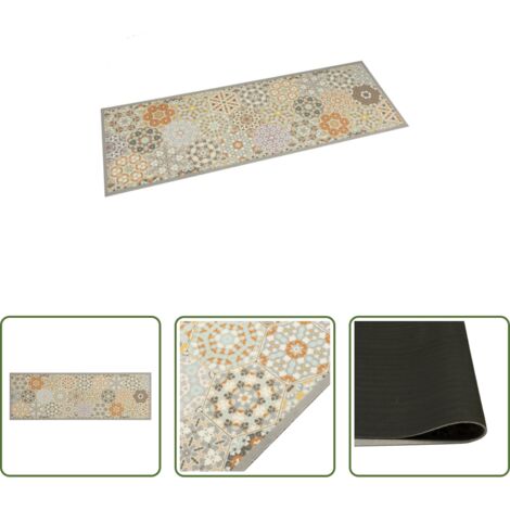 vidaXL Alfombra hexagonal -  Alfombra de cocina lavable terciopelo hexágonos pastel 60x180cm