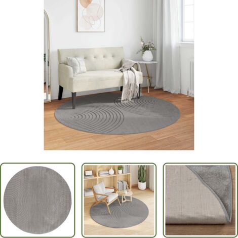 vidaXL Alfombra interior -  Alfombras de área Redondo GALATI Gris Ø 160 CM Poliéster