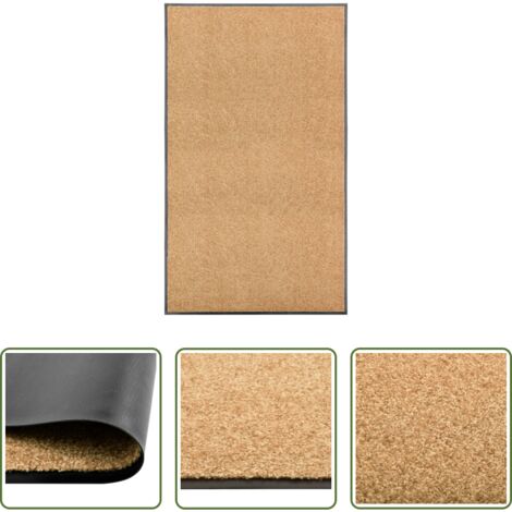 vidaXL Alfombra interior -  Felpudo lavable crema 90x150 cm