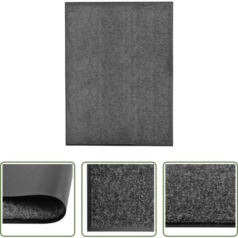 vidaXL Alfombra interior -  Felpudo lavable gris antracita 90x120 cm