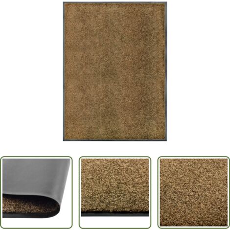 vidaXL Alfombra interior -  Felpudo lavable marrón 90x120 cm