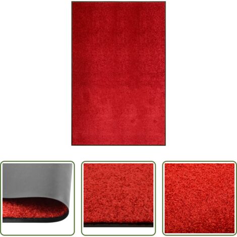 vidaXL Alfombra interior -  Felpudo lavable rojo 120x180 cm