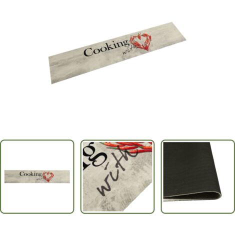 vidaXL Alfombra lavable -  Alfombra de cocina lavable terciopelo Peper Cooking 60x300 cm