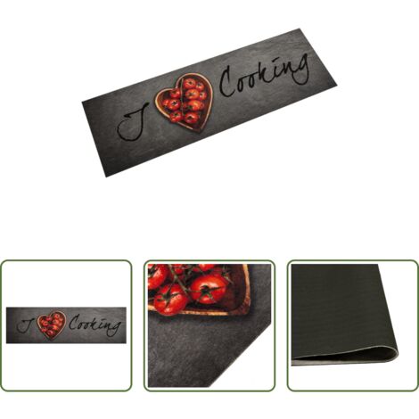vidaXL Alfombra lavable -  Alfombra de cocina lavable terciopelo texto Cooking 45x150 cm