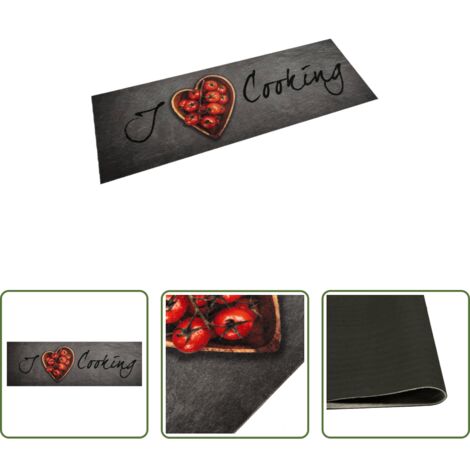 vidaXL Alfombra lavable -  Alfombra de cocina lavable terciopelo texto Cooking 60x180 cm