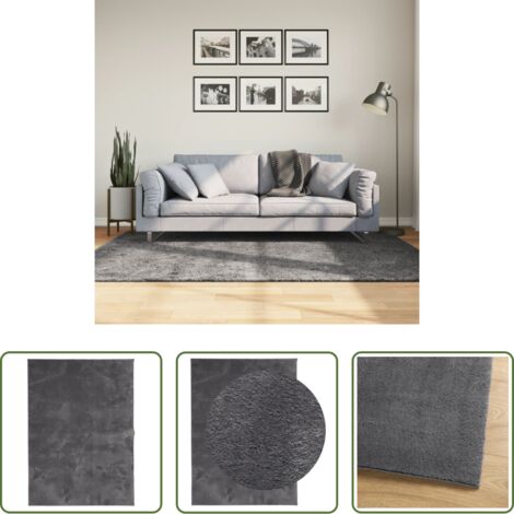 vidaXL Alfombra lavable -  Alfombra de pelo corto suave lavable HUARTE antracita 140x200cm