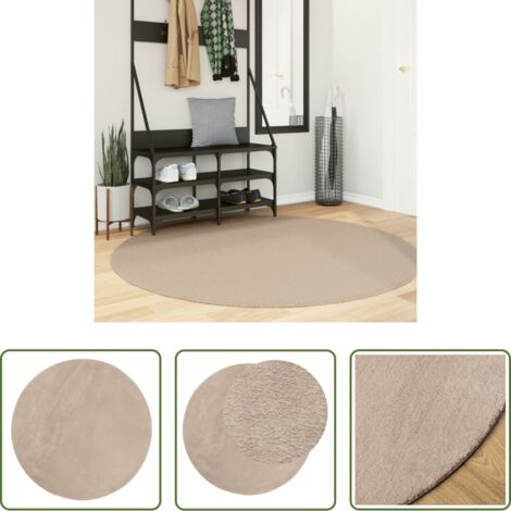 vidaXL Alfombra lavable -  Alfombra de pelo corto suave lavable HUARTE arena Ø 160 cm