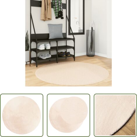 vidaXL Alfombra lavable -  Alfombra de pelo corto suave lavable HUARTE beige Ø 120 cm