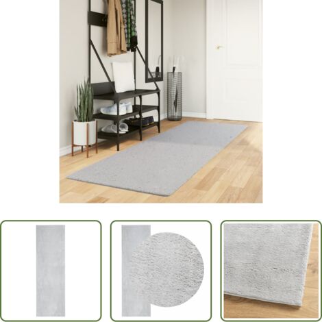 vidaXL Alfombra lavable -  Alfombra de pelo corto suave lavable HUARTE gris 80x250 cm