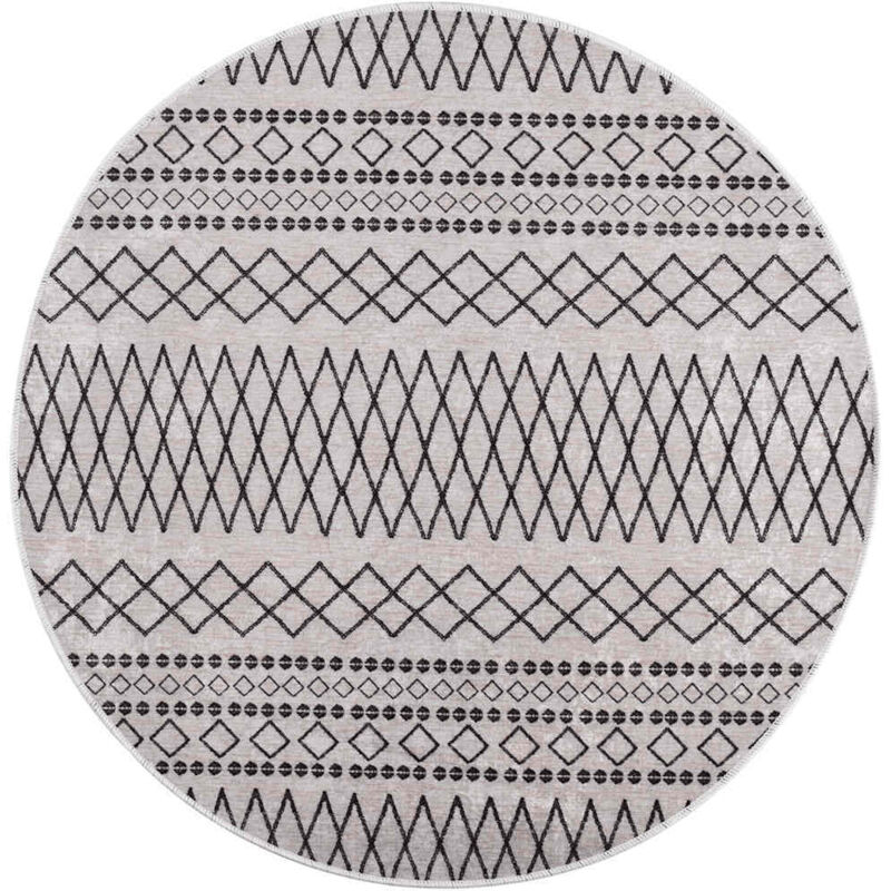 

vidaXL Alfombra lavable antideslizante negro y blanco φ120 cm - Multicolor
