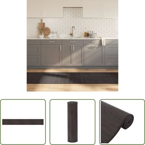 vidaXL Alfombra marrón -  Alfombra rectangular bambú marrón oscuro 70x500 cm