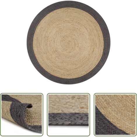 vidaXL Alfombra natural -  Alfombra hecha a mano de yute con borde gris oscuro 90 cm