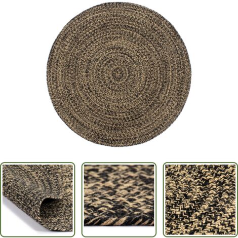 vidaXL Alfombra natural -  Alfombra hecha a mano de yute marrón y negro 240 cm