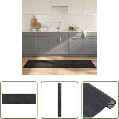 vidaXL Alfombra natural -  Alfombra rectangular bambú gris 60x200 cm