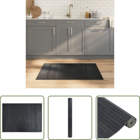vidaXL Alfombra natural -  Alfombra rectangular bambú gris 70x100 cm