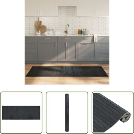 vidaXL Alfombra natural -  Alfombra rectangular bambú gris 70x200 cm