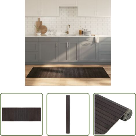 vidaXL Alfombra natural -  Alfombra rectangular bambú marrón oscuro 70x200 cm