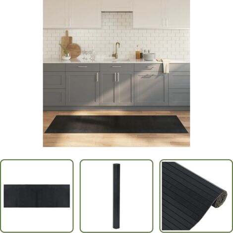 vidaXL Alfombra negra -  Alfombra rectangular bambú negro 70x200 cm
