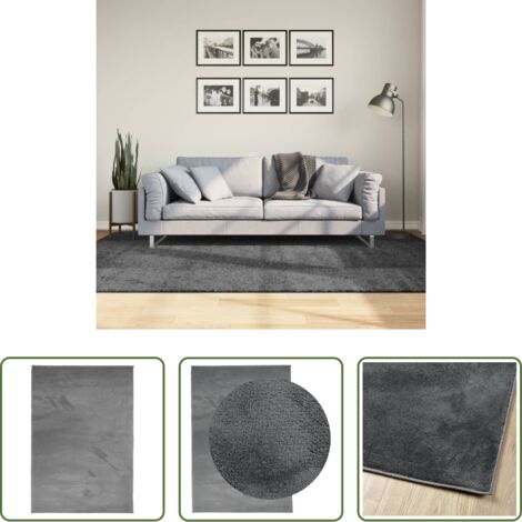 vidaXL Alfombra para salas -  Alfombra de pelo corto OVIEDO gris antracita 160x230 cm