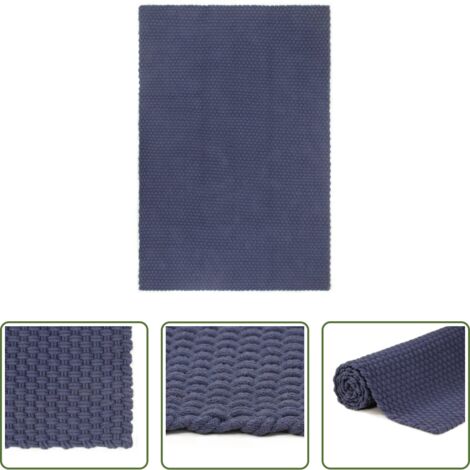 vidaXL Alfombra rectangular -  Alfombra rectangular algodón azul marino 160x230 cm