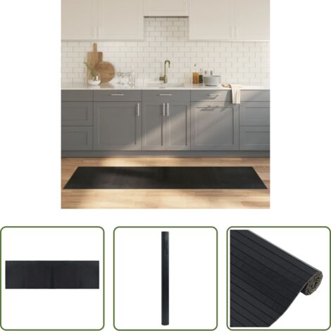 vidaXL Alfombra rectangular -  Alfombra rectangular bambú negro 60x200 cm