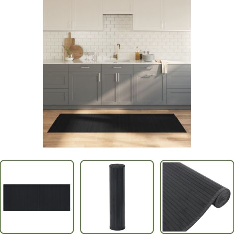 vidaXL Alfombra rectangular -  Alfombra rectangular bambú negro 80x200 cm