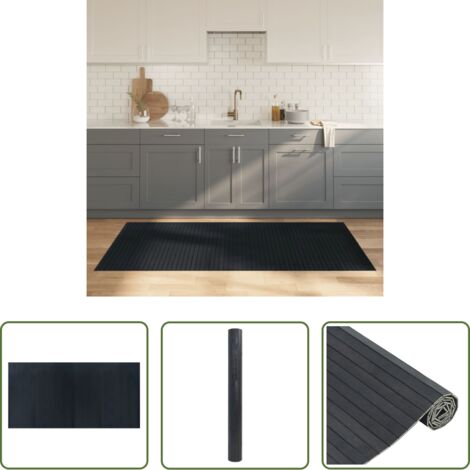 vidaXL Alfombra resistente -  Alfombra rectangular bambú gris 100x200 cm