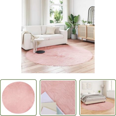 vidaXL Alfombra rosa - Alfombra de Imitación de Piel de Oveja Tafalla Rosa Ø 160 cm