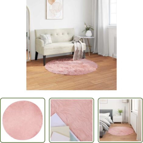 vidaXL Alfombra rosa - Alfombra de Imitación de Piel de Oveja Tafalla Rosa Ø 80 cm