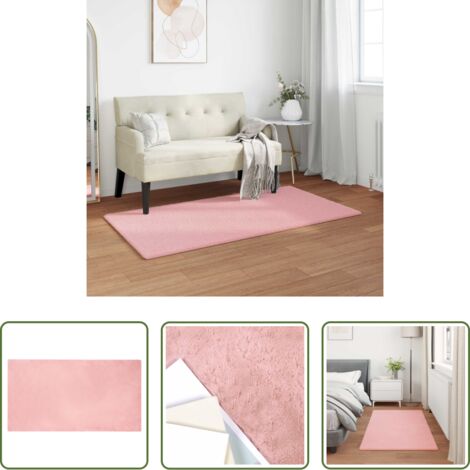 vidaXL Alfombra rosa -  Alfombra de pelo sintético antideslizante Olite Rosa Poliéster