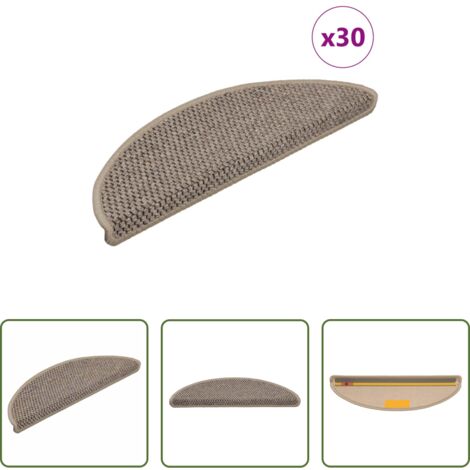 vidaXL Alfombra sisal -  Alfombra autoadhesiva escalera sisal 30 uds beige oscuro