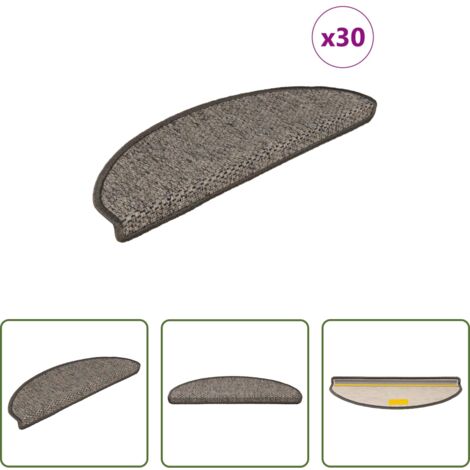 vidaXL Alfombra sisal -  Alfombra autoadhesiva escalera sisal 30 uds gris y beige