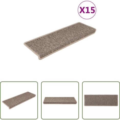 vidaXL Alfombra sisal -  Alfombrilla autoadhesiva escalera sisal 15 uds beige 65x21x4 cm