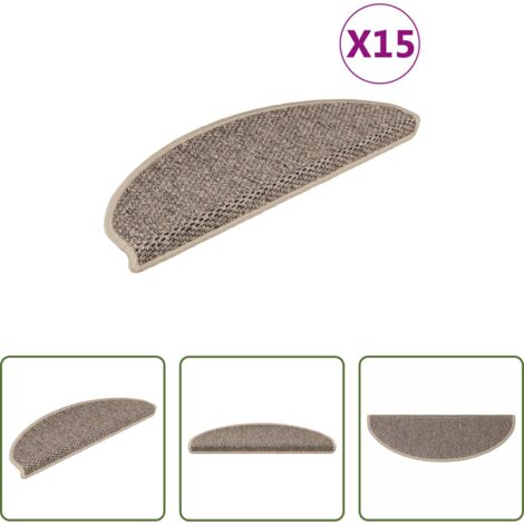 vidaXL Alfombra sisal -  Alfombrilla autoadhesiva escalera sisal 15 uds beige 65x21x4 cm
