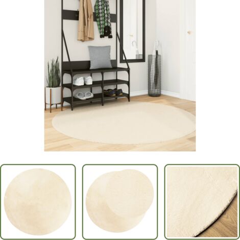 vidaXL Alfombra suave -  Alfombra de pelo corto suave lavable HUARTE crema Ø 160 cm
