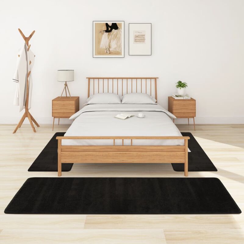 

Alfombras de dormitorio de pelo largo 3 piezas negro - Negro - Vidaxl