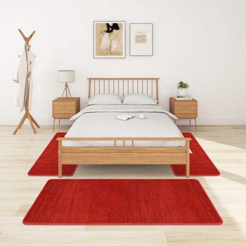 

Alfombras de dormitorio de pelo largo 3 piezas rojo - Rojo - Vidaxl