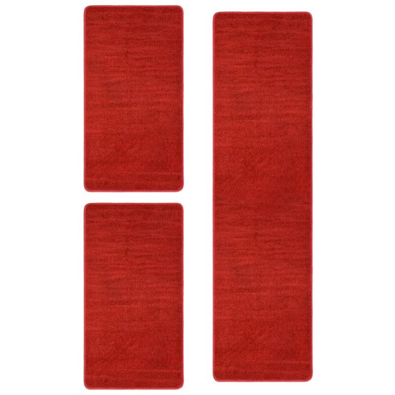 

vidaXL Alfombras de dormitorio de pelo largo 3 piezas rojo - Rojo