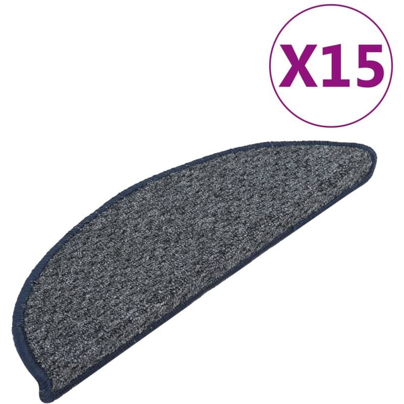 

Alfombras de peldaños de escalera 15 uds azul oscuro 65x25 cm - Azul - Vidaxl