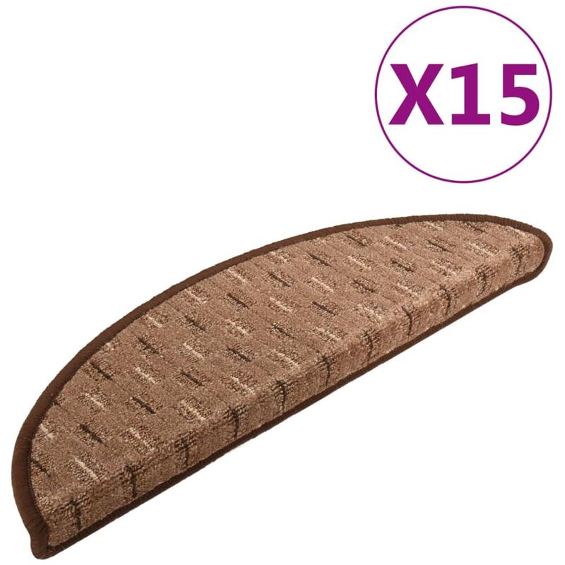 

Alfombras de peldaños de escalera 15 uds marrón 56x20 cm - Marrón - Vidaxl