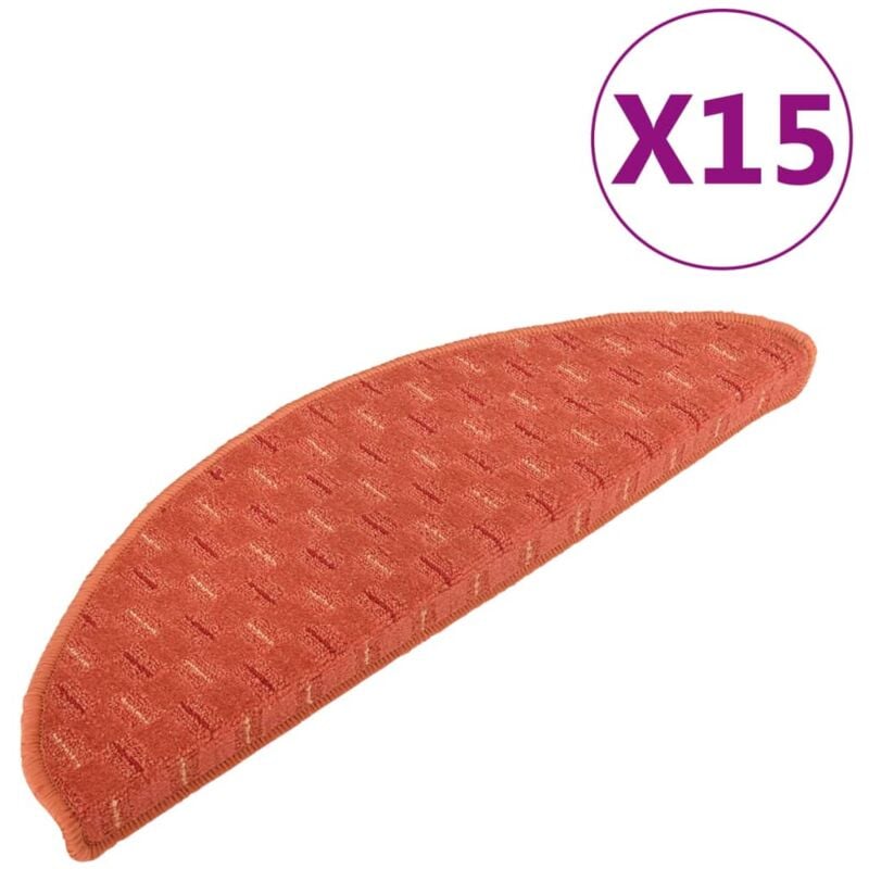 

vidaXL Alfombras de peldaños de escalera 15 uds naranjo 65x25 cm - Naranja
