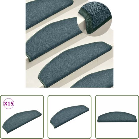 vidaXL Alfombras para peldaños -  Felpudos para escaleras 15 uds 65x24x4 cm Verde oscuro Semicircular Grande
