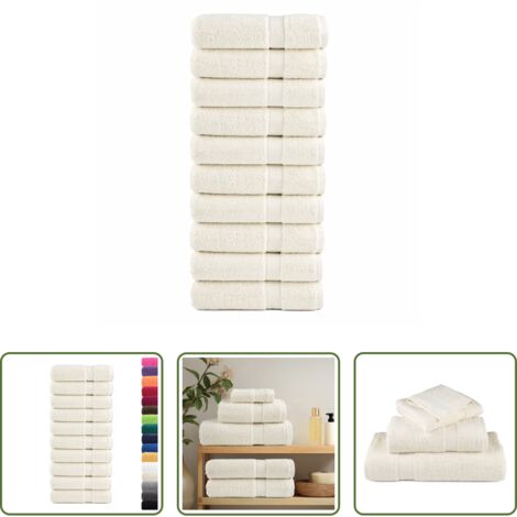 vidaXL Algodón 100% -  Toallas de mano SOLUND 10 unidades crema 50x100 cm 600 gsm