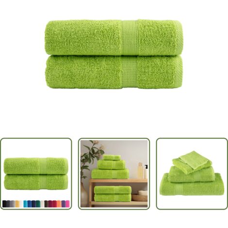 vidaXL Algodón 100% -  Toallas de mano SOLUND 2 uds verde manzana 50x100 cm 600 gsm