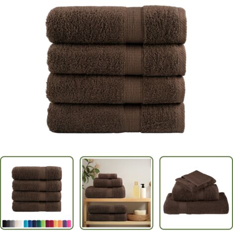 vidaXL Algodón 100% -  Toallas de mano SOLUND 4 uds marrón 50x100 cm 600 gsm