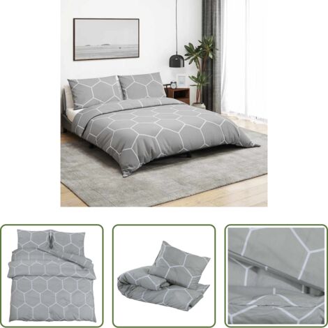 vidaXL Algodón -  Juego de funda nórdica algodón gris 140x200 cm
