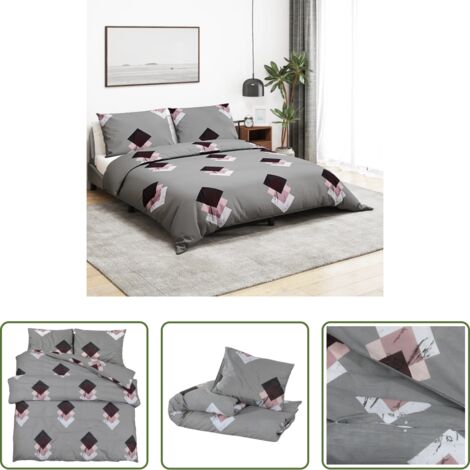 vidaXL Algodón -  Juego de funda nórdica algodón gris 140x200 cm